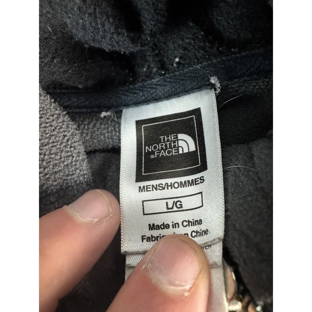 The North Face Jacket Mens Large Black Hooded Fleece Lined Snap Front Full Zip